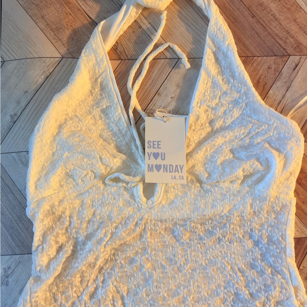 See You Monday Cream Textured Camisole